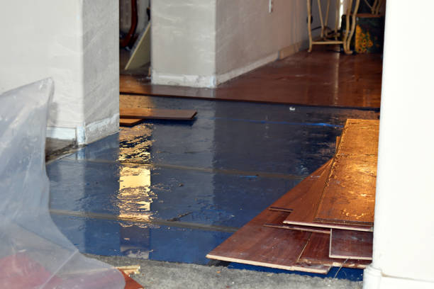 Professional Flood Damage Restoration technician working in Crosby, ND